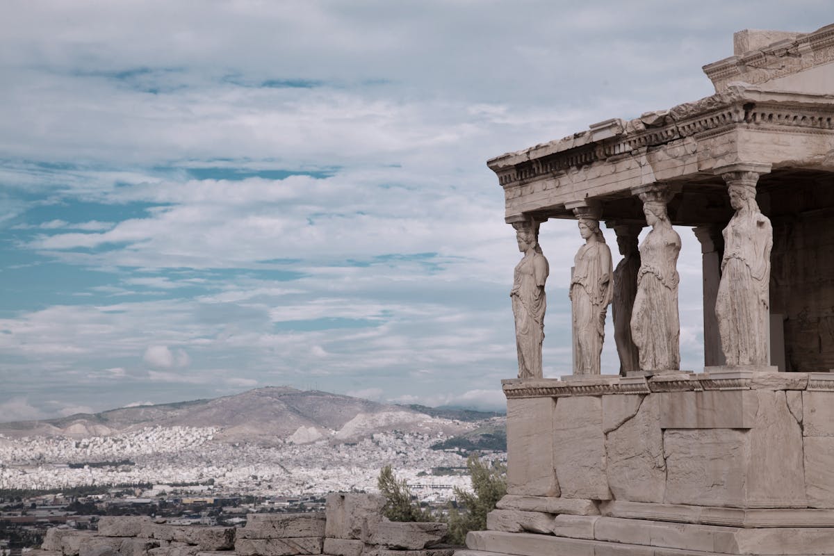 The Caryatids of the Erechtheion on the Acropolis in Athens — ancient Greek columns where Socrates walked and philosophy was born